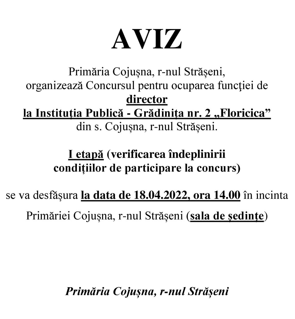 Aviz Concurs director Gr. 2 etapa 1