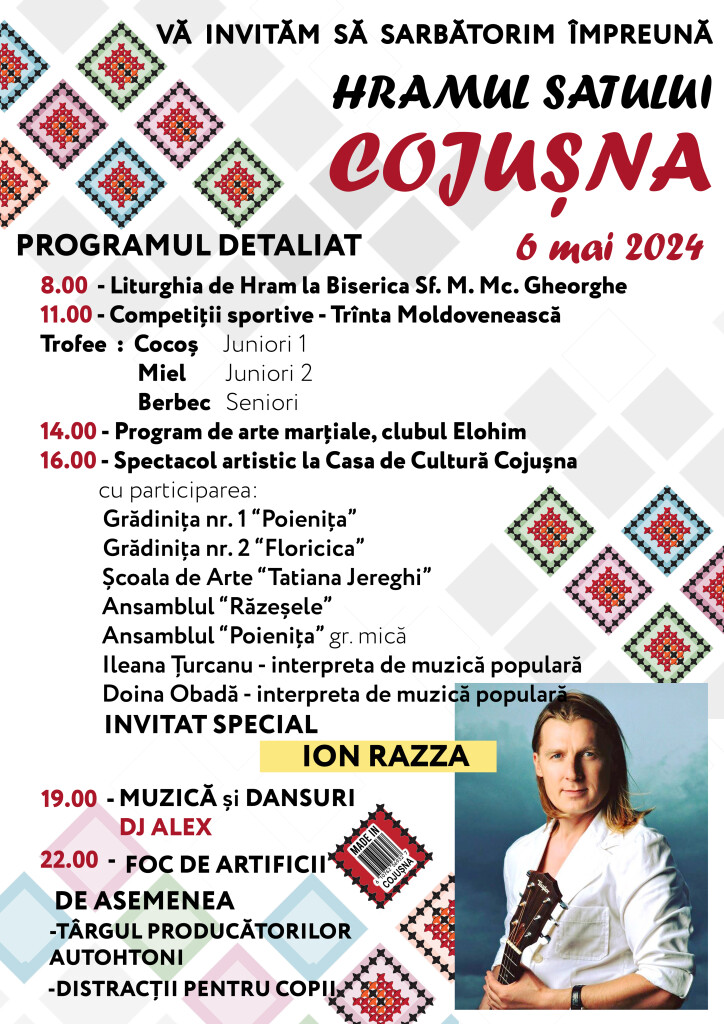 Programul activităților de Hramul satului Cojușna