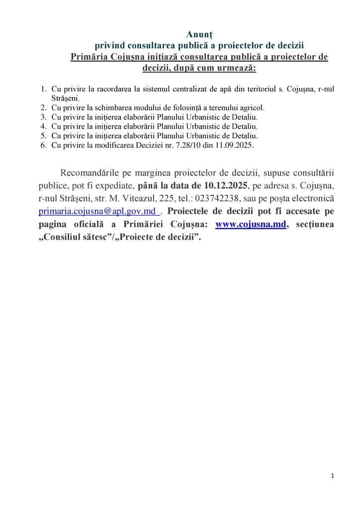 Aviz 3 consultare publică a proiectelor de decizii